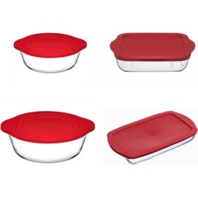 Resim Paşabahçe Borcam Kırmızı Kapaklı Set - 4 Parça 