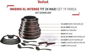 Resim Tefal Ingenio XL Intense 19 Parça Titanyum Tencere Tava Seti |2X Kaplama |Yapışmaz Tencere Seti | İndüksiyonlu |Çıkarılabilir Sap 
