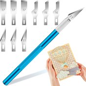 Resim 1 adet 9 parçalık Hassas Keski Bıçakları Dolumu (#11, 16, 17) ile 1 adet El Sanatları Bıçağı, Başlangıçlar için Ekstra Bıçaklar, Oyma Fondant, Scrapbooking, Şablonlar için Hassas Hobili Bıçak 