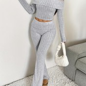 Resim Kadınların Seksi Omuz Askılı Üst ve Uzun Pantolon Takımı 