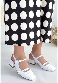 Resim Doran Beyaz Cilt Topuklu Ayakkabı Beyaz 