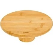 Resim Bambu Yuvarlak Pasta ve Börek Sunumluk Standı -24 x 9,5 cm Doğal ve Şık Servis Tablası 