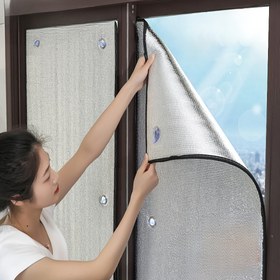 Resim 1 adet 9mil Kalınlığında Pencere İzolasyon Filmi - Çift Taraflı Alüminyum Vakum İzolasyon Panelleri, Kendinden Yapışkanlı Emme Kupu Kurulumu Güneş Odası, Balkon, Yatak Odası Pencereleri için - Modern Isı ve Işık Kontrolü, Isı Azaltma, Şık Görünüm, Kolay Kurulum Özellikleri 
