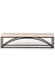 Resim Passion Fade Dekoratif Yatak Ucu Oturma Bankı Makyaj Oturağı Metal Ayaklı Bej Puf Bench 