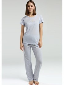 Resim Pierre Cardin 8978 Kısa Kol Kadın Pijama Takımı V2 Mavi 