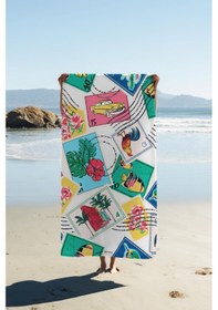 Resim Dijital Baskı Plaj Deniz Havlusu Posta Pulu Desenli Peştamal Hvl0094 Renkli 