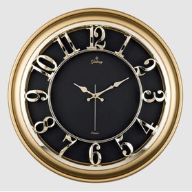 Resim Genel Markalar M-1965-a-1 Duvar Saati Altın Sarısı Çerçeveli Içi Siyah 45cm Kabartma Rakamlı Selefon Korumalı Ameri 