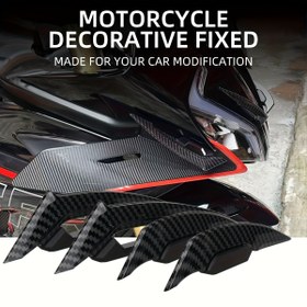 Resim Karbon fiber motosiklet yan kanatları, aerodinamik spoiler gövde süsleme çıkartmaları, gövde camı, dış aksesuarlar, çeşitli motosiklet modelleri için uygun 