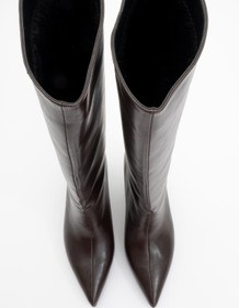 Resim LuviShoes CAMİLA Kahverengi Cilt Kadın Topuklu Çizme 