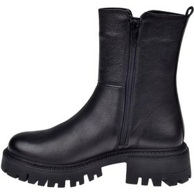 Resim Pullman Hakiki Deri Fermuarlı Kadın Bot Sk-23782 Siyah-siyah Siyah 