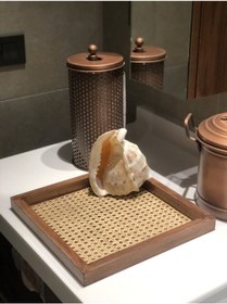 Resim Rattan Hazeran Kare Tepsi Eskitme Model %100 Doğal Hazeran M027 