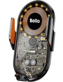 Resim Tech&bello accessories Kablosuz Uyumlu Şarjlı Indüksiyonlu 360 Döner Manyetik Sensörlü Araç Telefon Tutucu Tb-c13 