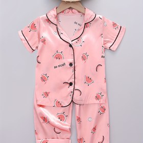 Resim Yazlık Çizgi Film Kısa Kollu Uzun Pantolon Pijama Takımı, Yeni, Kız Çocuklar İçin 