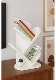 Resim Reyo Falez 3 Raflı Masaüstü Kitaplık Kitap Rafı Beyaz Beyaz 