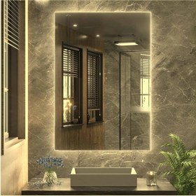 Resim Dnr-Mirror50 x 65 cm Günışığı Ledli Dikdörtgen Banyo Aynası Tuvalet Aynası 