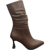 Resim Ventes 9652010z Yandan Fermuarlı 8 Cm İnce Topuk Sivri Burun Günlük Şık Kadın Bot Kahve 