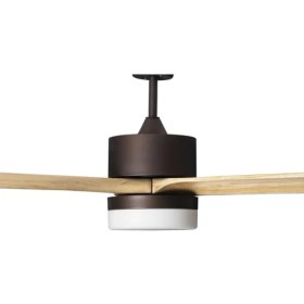 Resim Alsanfan Modern Kahverengi Motorlu Kremrengi Kanatlı Aydınlatmalı Uzaktan Kumandalı 132CM Tavan Vantilatörü 
