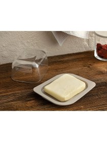 Resim Turuncu Cam Tereyağlık 400 Ml, Şeffaf ve Şık Tasarım, Mutfak Için Ideal Seçenek 