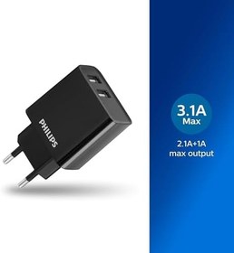 Resim Philips 2 USB-A Duvar Şarjı DLP2610 