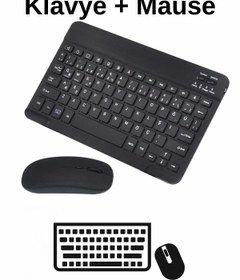 Resim KALİTESENİNLE Bluetooht Kablosuz Klavye Mouse Seti, Siyah 