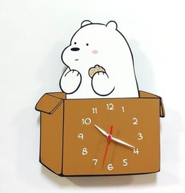 Resim caju art & decoration Kutudan Çıkan Sevimli Beyaz Ayı 3d Çocuk Odası Duvar Saati 