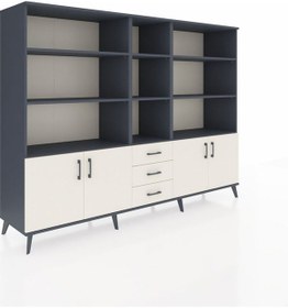 Resim Hyperion Dolap 11 Raflı 3 Çekmeceli 4 Kapaklı 220x44x163 Antrasit Antrasit-aytaşı 