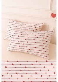 Resim Desenli Pamuklu Kalpli Desen Yastık Kılıfı 2 Adet 50 X 70 Cm Gümüş 