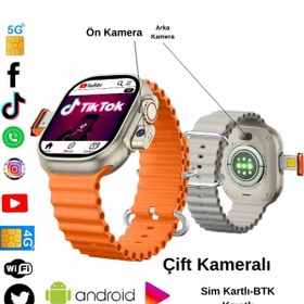 Resim SONREİR Watch Ultra 2 4-64GB Hafıza Sim Kart 5g Android Wi-fi Çift Kameralı Akıllı Saat Redmi Poco Uyumlu 