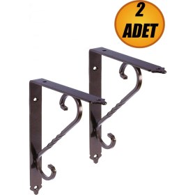 Resim Ferforje Raf Altı Ayak Dekoratif Raf Tutucu 135 x 190 mm Bakır Montaj Aparatı (2 Adet) Vida Hediye 