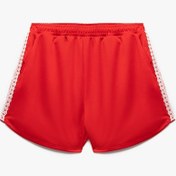 Resim Koton Dantel Detaylı Parlak Beli Lastikli Cepli Mini Şort Kırmızı 5sal40148ık Kırmızı 