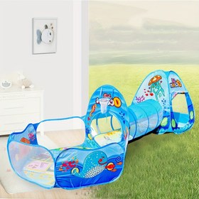 Resim Mavi Okyanus 3 Adet Toplu Bal Pool, Kapalı Ve Açık Oyun Çadırı İçin Uygun, Temalı Oyun Evi, Erkek Ve Kızlar İçin Uygun, Depolama Çantası İle, En İyi Doğum Günü Tatil Hediyesi 