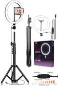 Resim Moxti 10 Inç Ring Light 5500k Youtuber Led Işıklı 2.1 Metre Tripod Selfie Makyaj Işığı 