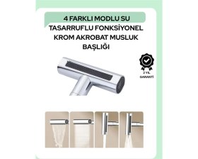 Resim Herşeytrend Çok Fonksiyonlu Musluk Başlığı | 4 Su Modu | Geniş Uyumlu Adaptör Seti | Mutfak ve Banyo Uyumlu 