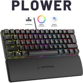 Resim Rampage Plower Mini Oyuncu Klavyesi Mekanik Klavye Bilek Destekli Blue Switch Gaming Klavye Oyuncu Klvye 