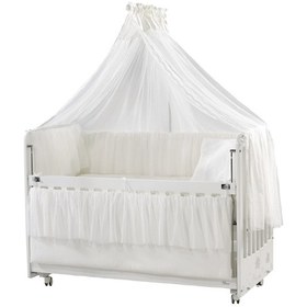 Resim Meltem Kids Woody Anne Yanı Ahşap Sallanır Beşik 60 x 120 CM (Beyaz - Ekru) Beyaz 