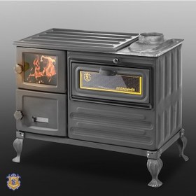 Resim Erendemir Siyah Kuzine Şömine Tuğlalı Pik Ayaklı Soba Em804b-T-P 