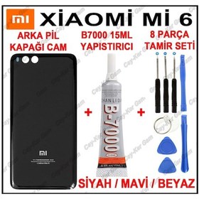 Resim Xiaomi Mi6 Arka Kapak Batarya Pil Kapağı+Yapıştırıcı B7000+Tamir 
