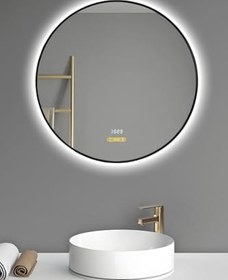 Resim Akıllı Ayna Buhar Tutmayan Hareket Sensörlü 3 Renk Ledli Banyo Aynası Duvar Ofis Lavabo Aynası 80 Cm 