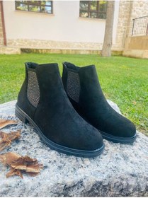 Resim Pabuçhan Ayakkabı&Çanta Pabuçhan 0639 Taşlı Topuksuz Kadın Bot 