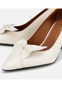 Resim Hotiç Kadın Deri Ekru Fiyonk Detaylı İnce Topuklu Stiletto 01ayh315460a400 01ayh315460a400 Ekru 