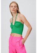 Resim BÜZGÜLÜ CROP TOP YEŞİL Yeşil 
