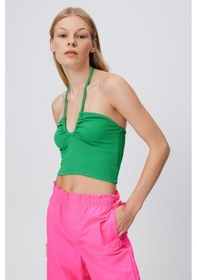 Resim BÜZGÜLÜ CROP TOP YEŞİL Yeşil 