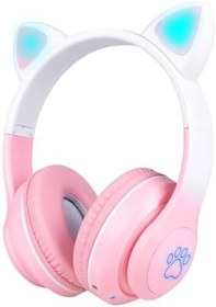Resim Zore STN-28 Pro Kedi Kulaklı Tasarımlı RGB Işıklı Bluetooth Kulaklık Pembe 
