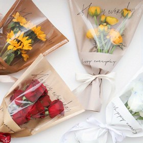 Resim 5 adet Kraft Kağıt Çiçek Sarma Levhaları - Dayanıklı Plastik, Düğünler, Etkinlikler, Kendin Yap Hediyeler, Sevgililer Günü ve Anneler Günü için Şık Buket Dekorasyonu | Mutlu Her Gün ve Mutlu Her Zaman Tasarımlar | Şık Düzenlemeler için Çiçekçi Malzemeleri, Buket Aksesuarları 