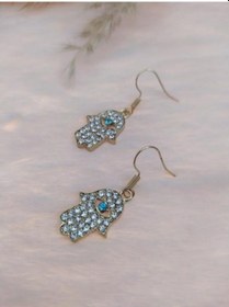 Resim Hdmarketim Otantik Swarovski Taşlı Sallantılı Hamsa Figürlü Küpe (508947118) 