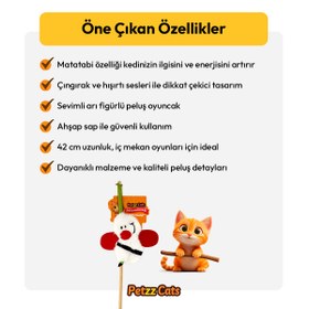 Resim PetzzCats Bee Matatabi ve Çıngırak Sesli Kedi Oltası Oyuncağı Beyaz 42 Cm 