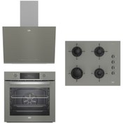 Resim Beko Manhattan Gri Cam Buhar Destekli 3'lü Ankastre Set (FIRIN+OCAK+DAVLUMBAZ) 