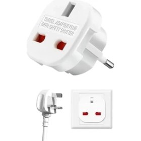 Resim Hadron Ingiltere’den Ab’ye Seyahat Adaptörü, Uk G Tip 3 Pin’den Avrupa E/f Tipi 2 Pin Priz Dönüştürücü, Güvenlik Kilitli, 240V 10A, 16A, Fransa, Almanya, Hollanda, Polonya, Isveç Uyumlu 