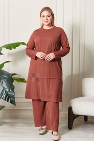 Resim Kadın Büyük Beden Mevsimlik Penye Takım - Gül kurusu / 3XL 