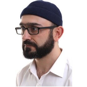 Resim Lacivert Katlamalı Sade Desen Kışlık Orlon Takke Şapka Lacivert 